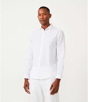Camisa Comfort Slim em Linho com Manga Longa Branco