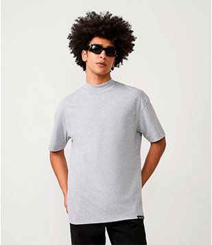 CAMISETA RELAXED EM ALGODÃO COM ETIQUETA DISTURB CINZA