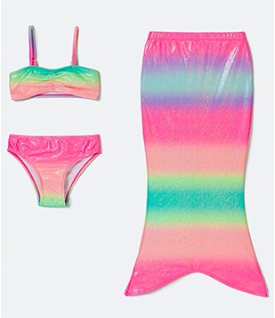 BIQUÍNI INFANTIL DEGRADE COM CAUDA DE SEREIA - TAM 4 A 12 ANOS