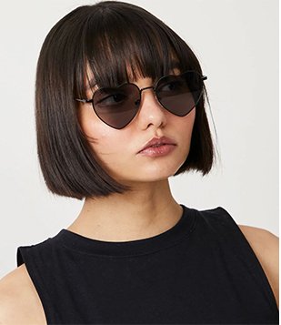 Óculos De Sol Em Metal Formato Coração Preto