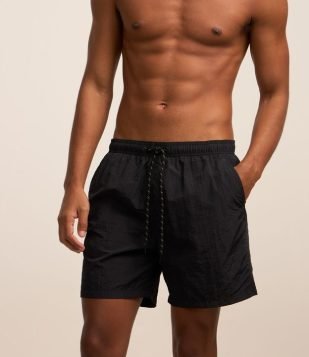 Bermuda Básica em Microfibra com Cós Elástico Preto