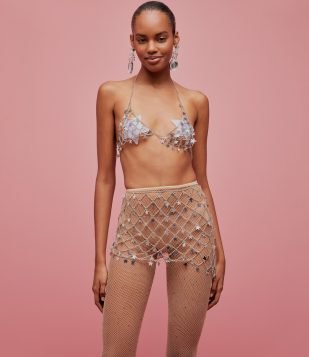 Body Chain Top com Correntes e Estrelas Prata