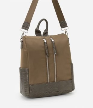 Bolsa Mochila Grande com Alças Gorgurão e Bolsos Frontais Verde Militar