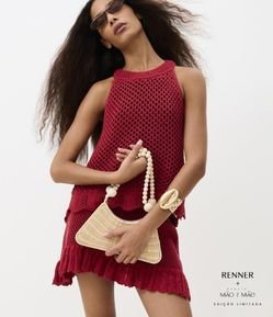 Bolsas Baguete em Palha com Alça Dupla de Bolinhas