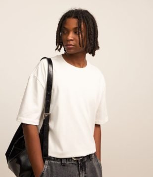 Camiseta Relaxed em Malhão com Efeito Pesado Branco