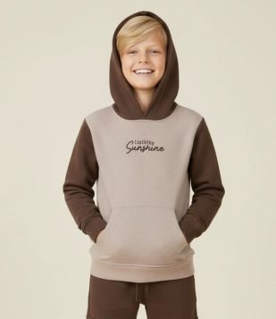 Casaco Infantil com Capuz e Bolso Canguru - Tam 5 a 14 Anos Marrom