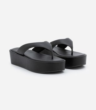 Chinelo Flatform com Tiras Largas Preto