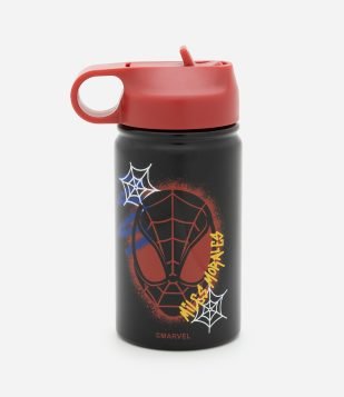 Garrafa Térmica em Metal com Estampa Homem Aranha Preto