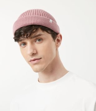 Gorro Lenhador em Lã Acrílica com Dobra e sem Costura Rosa