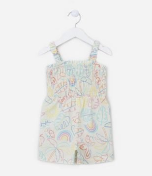 Macaquinho Infantil com Estampa Folhagens - Tam 1 a 5 Anos Multicores