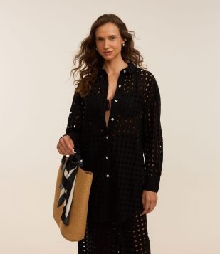 Saída de Praia Chemise em Laise Preto