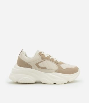 Tênis Jogging com Recortes Contrastantes Off White