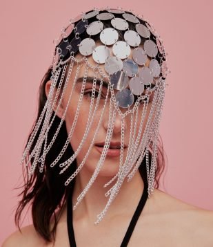 Tiara Bandana com Efeito Metálico Prata