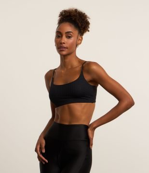 Top Esportivo em Microfibra Texturizada sem Bojo Preto