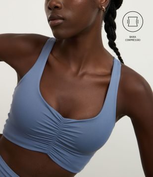 Top Nadador Esportivo com Franzido Frontal Azul