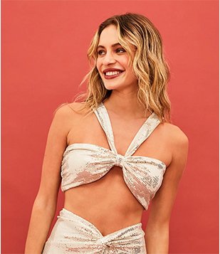 Blusa Cropped De Alça Em Jersey Metalizado Cinza