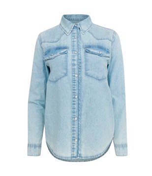 Camisa Regular Em Jeans Com Bolsos Frontais Com Botões Azul