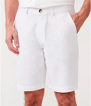 Bermuda Texturizada Em Linho Branco