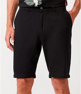 Bermuda Texturizada Em Linho Preto