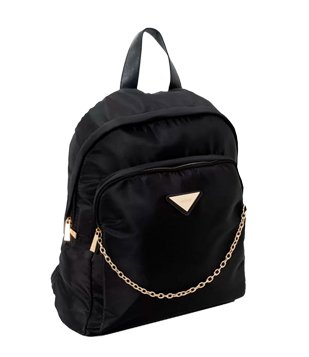 Mochila Com Bolso Frontal E Corrente Preto
