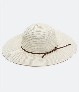 Chapéu de Praia Básico com Cordão Trançado Bege