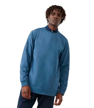 Blusão Moletom em Algodão sem Estampa Azul