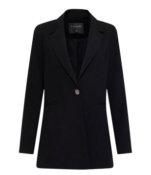 Blazer Alongado e Acinturado em Crepe Preto