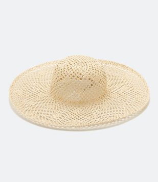 Chapéu de Praia com Aba Média e Trama Diferenciada Bege
