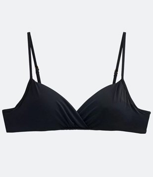 Biquíni Top Meia Taça com Decote Transpassado e Bojo Removível Preto