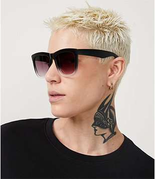 Óculos de Sol Quadrado com Lente e Armação Degradê Preto