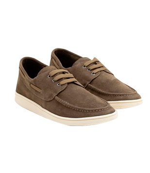 Mocassim Sider em Camurça com Cadarço Verde