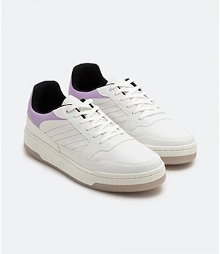 Tênis Street Cano Baixo Com Recortes Contrastantes Lilás