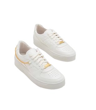 Tênis Caixa Alta com Correntinha Branco
