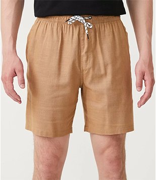 Bermuda Em Viscose Com Cós Elástico E Bolsos Marrom