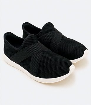 Tênis Knit Tiras em X Preto