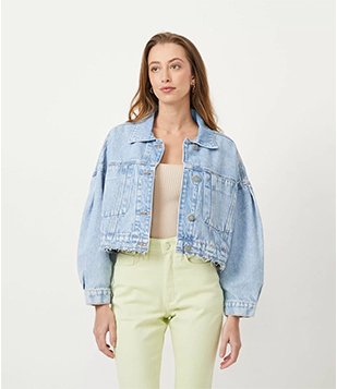 Jaqueta Oversized Jeans Com Cava Deslocada E Bolsos Azul