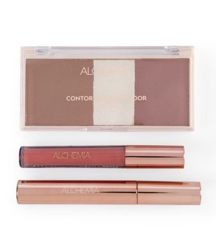 Kit De Maquiagem: Paleta Multifuncional, Gloss E Máscara De Cílios Alchemia Rosa