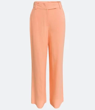 Calça Flare Alfaiataria em Linho Laranja