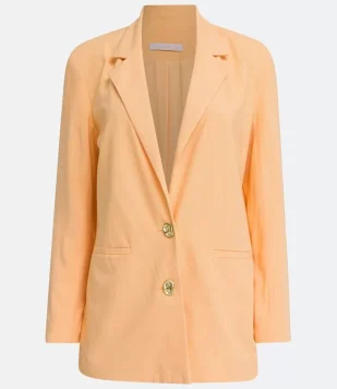 Blazer Alongado em Linho com Botões Diferenciados Laranja