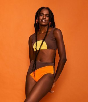 Biquíni Hot Pants Com Recorte Contrastante Shopping Bag