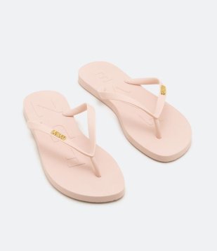 Chinelo De Tira Com Textura E Lettering Rosé