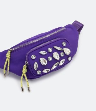 Pochete Com Dois Bolsos E Aplicações De Pedras Roxo