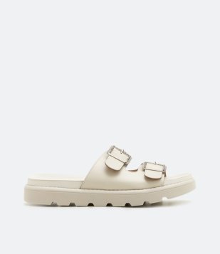 Sandália Rasteira Sport Sandal Com Fivelas Brilhosas Vizzano Off White
