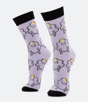 Meia Cano Alto Em Algodão Com Padronagem Princesa Caroço Roxo