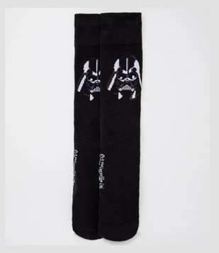 Meia Cano Longo Divertida Star Wars Darth Vader Preto