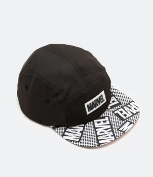 Boné 5 Panel com Patch Marvel Preto