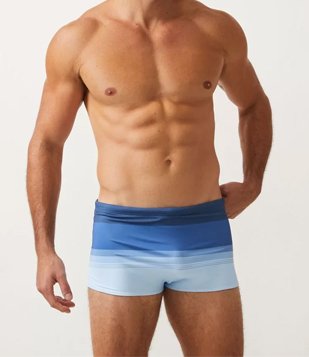 Sunga Sungão com Cós Elástico e Estampa Degrade Azu