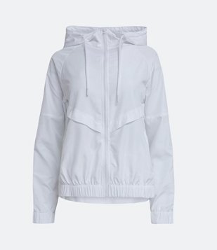 Jaqueta Corta-vento Esportiva em Poliamida com Capuz Branco