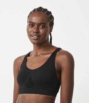 Top Esportivo em Poliamida Com Bojo e Sem Costura Preto