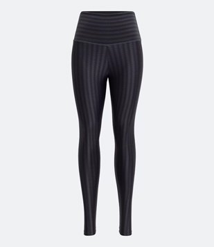 Calça Legging Esportiva em Poliamida Texturizada com Brilho e Cós Alto Cinza Médio 